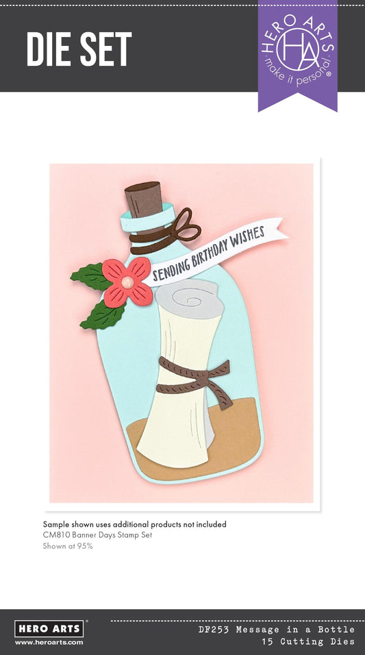 Hero Arts Message in a Bottle Etched Dies from the Summer by The Shore Collection