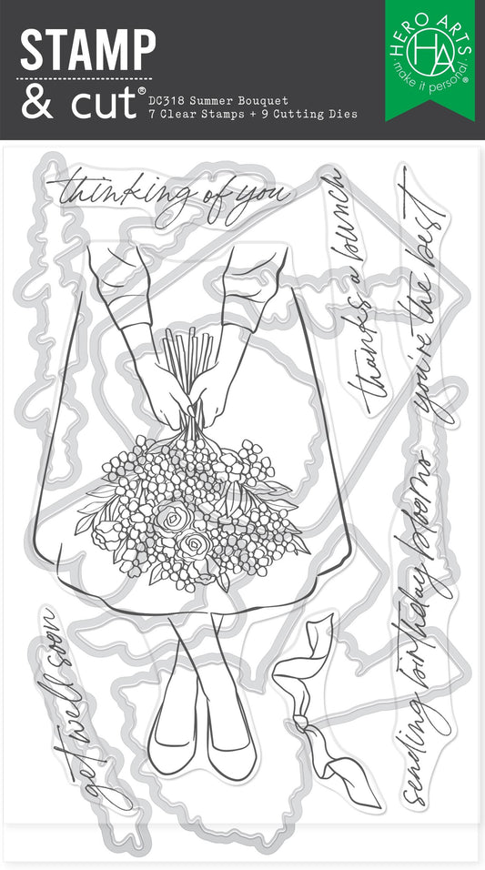 Hero Arts Summer Bouquet Stamp & Cut Set from the Seaside Blooms Collection