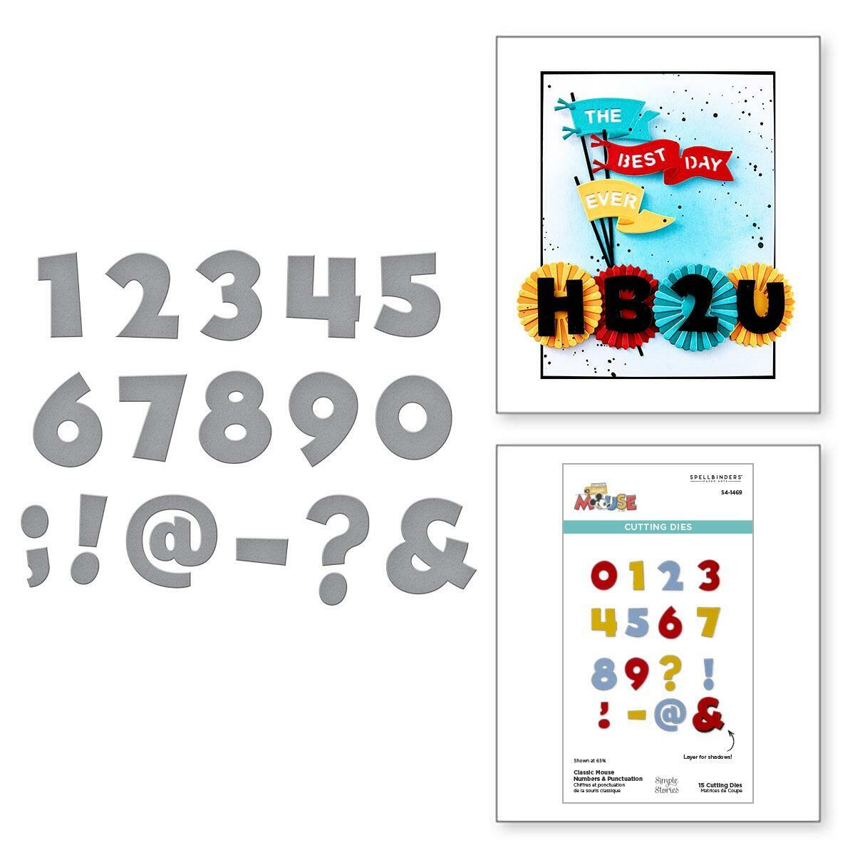 Spellbinders Classic Mouse Numbers & Punctuation Etched Dies from the Say Cheese Classic Mouse Collection