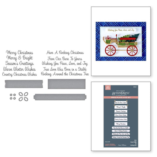 Spellbinders Country Christmas Banner & Sentiments Press Plate & Die Set from the Country Christmas Collection by Annie Williams