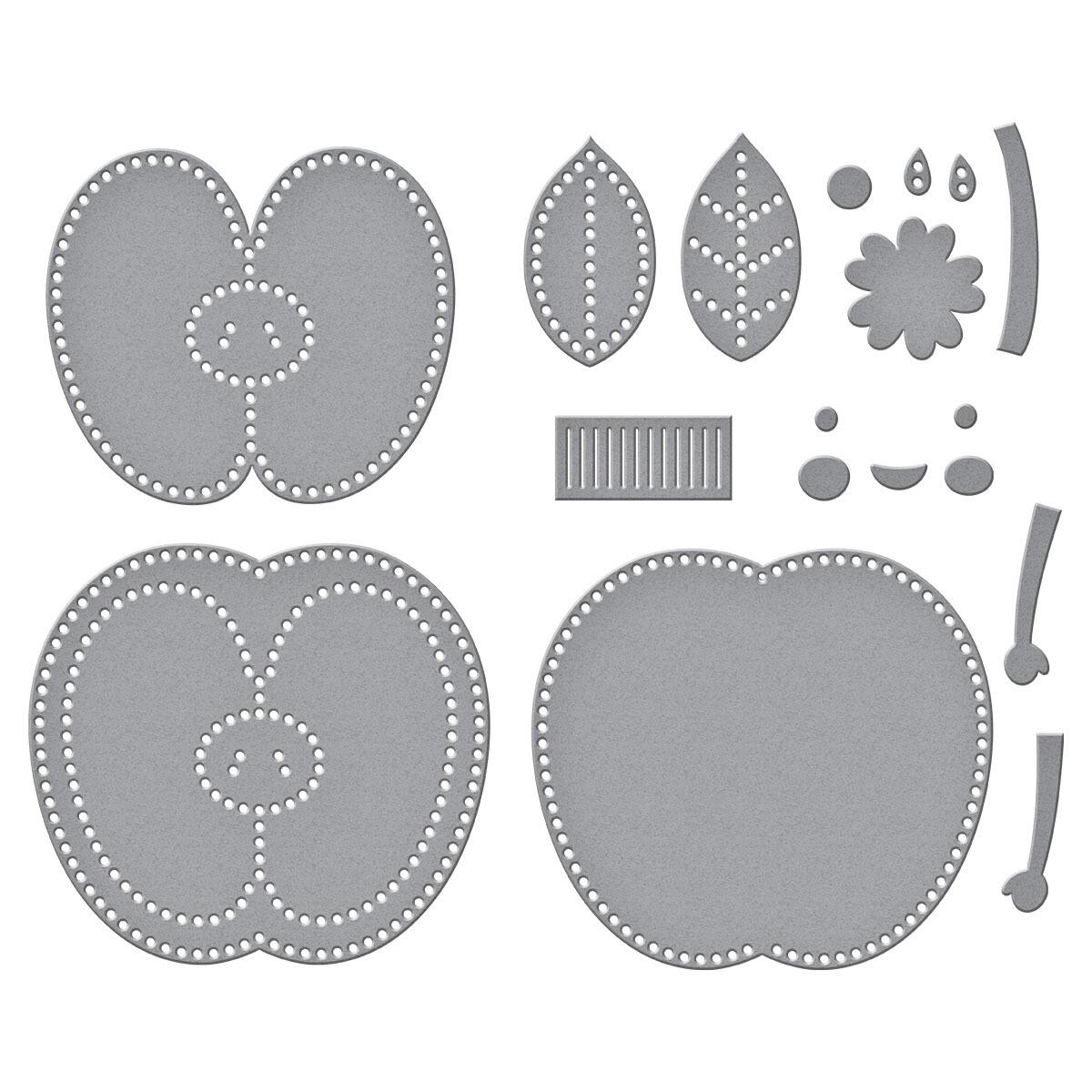 Spellbinders Felt Cheeky Apple Etched Dies from the Summer Felt Stitch & Create Collection by Nichol Spohr