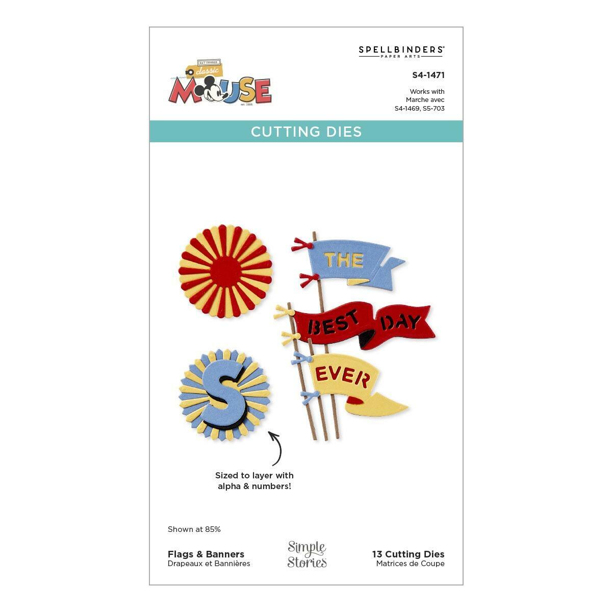 Spellbinders Flags & Banners Etched Dies from the Say Cheese Classic Mouse Collection