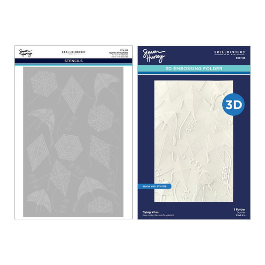 Spellbinders Flying Kites 3D Folder and Stencil Bundle from the Sky's the Limit Collection by Simon Hurley