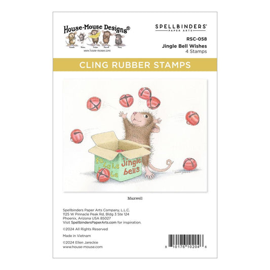 Spellbinders Jingle Bell Wishes Cling Rubber Stamp Set from the House-Mouse Tree-mendous Christmas Collection