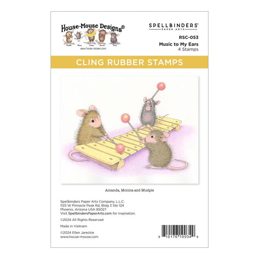Spellbinders Music to My Ears Cling Rubber Stamp Set from the House-Mouse Rare Bloom Collection