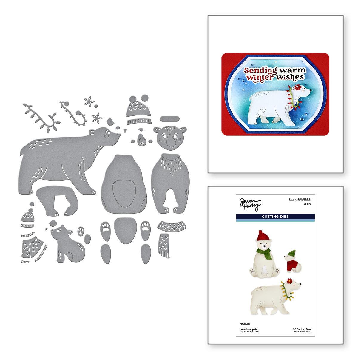 Spellbinders Polar Bear Pals Etched Dies from the North Pole Friends Collection by Simon Hurley