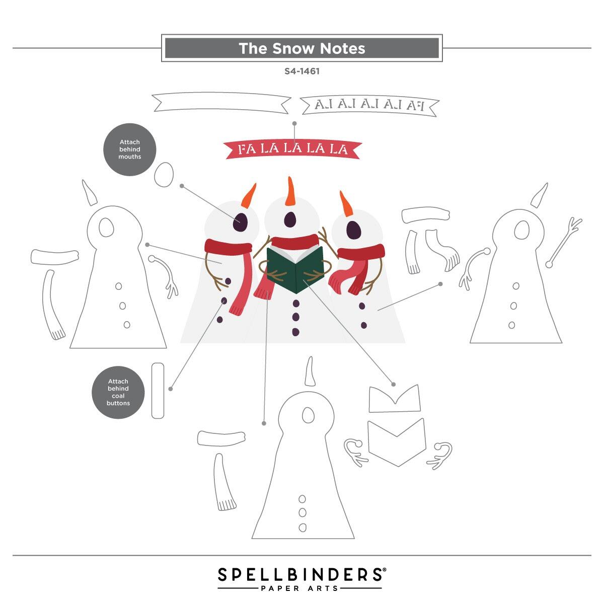 Spellbinders The Snow Notes Etched Dies from the Wonderland Collection