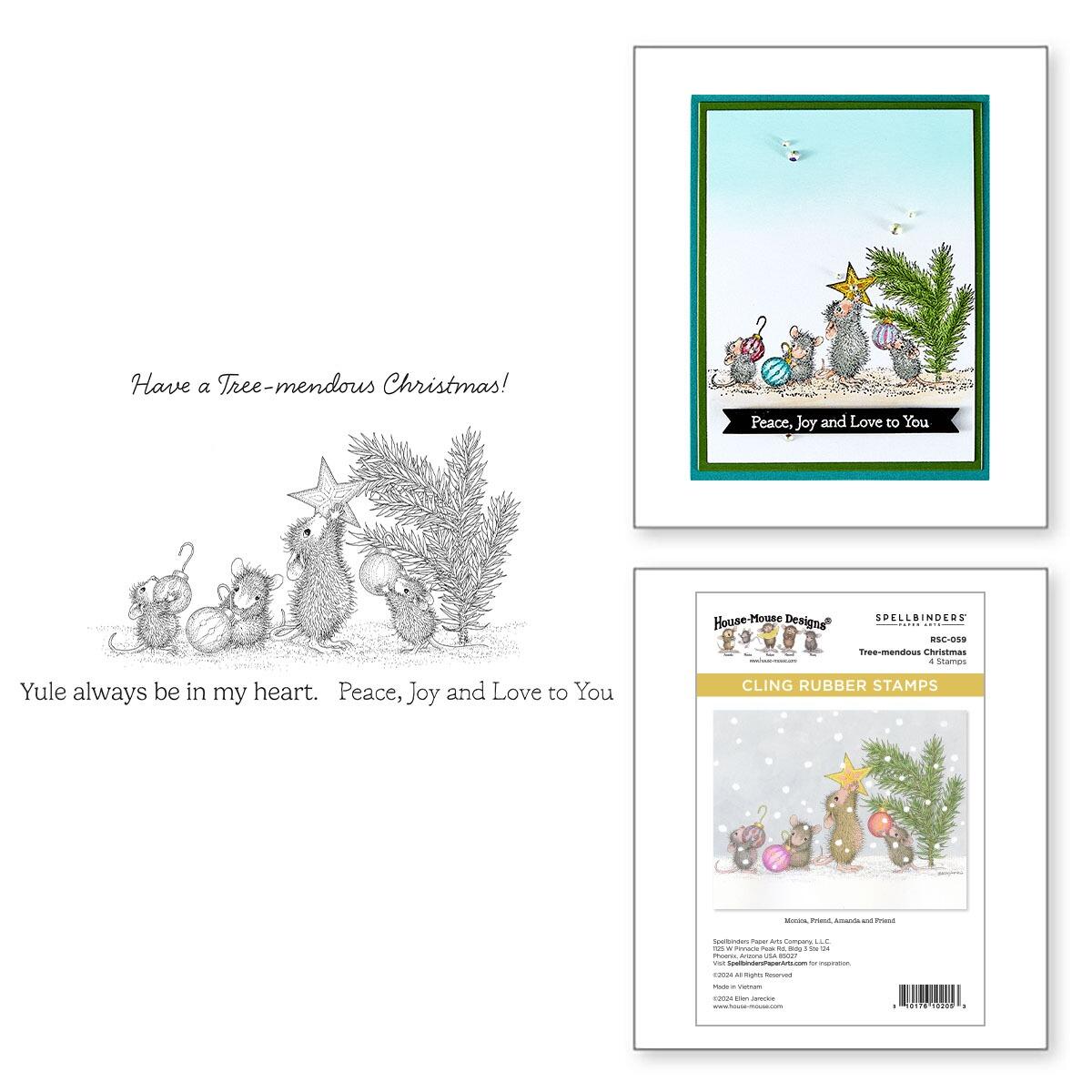 Spellbinders Tree-mendous Christmas Cling Rubber Stamp Set from the House-Mouse Tree-mendous Christmas Collection