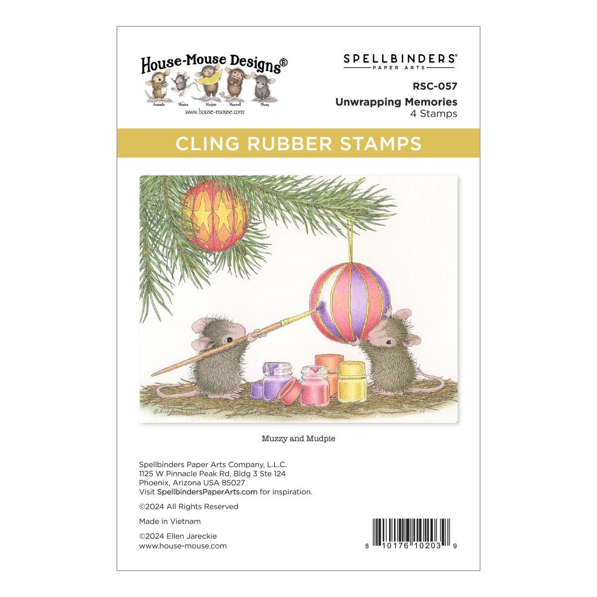 Spellbinders Unwrapping Memories Cling Rubber Stamp Set from the House-Mouse Tree-mendous Christmas Collection