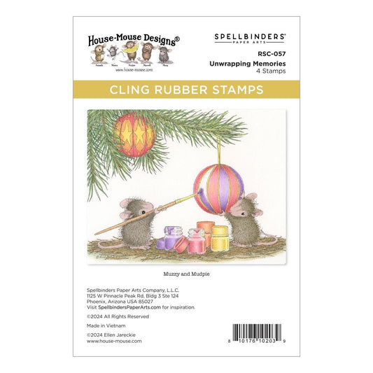 Spellbinders Unwrapping Memories Cling Rubber Stamp Set from the House-Mouse Tree-mendous Christmas Collection