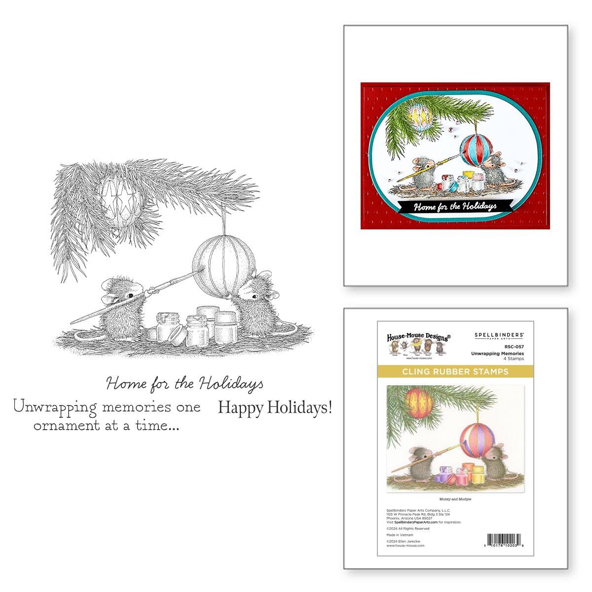 Spellbinders Unwrapping Memories Cling Rubber Stamp Set from the House-Mouse Tree-mendous Christmas Collection