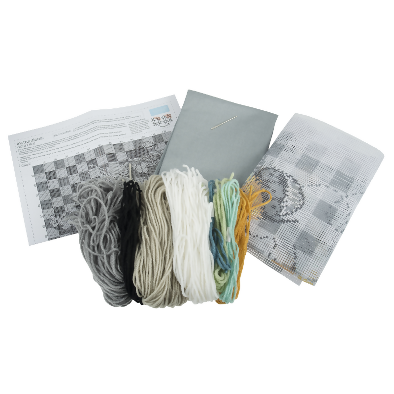 Trimits Bees Half Stitch Cushion Kit Contents