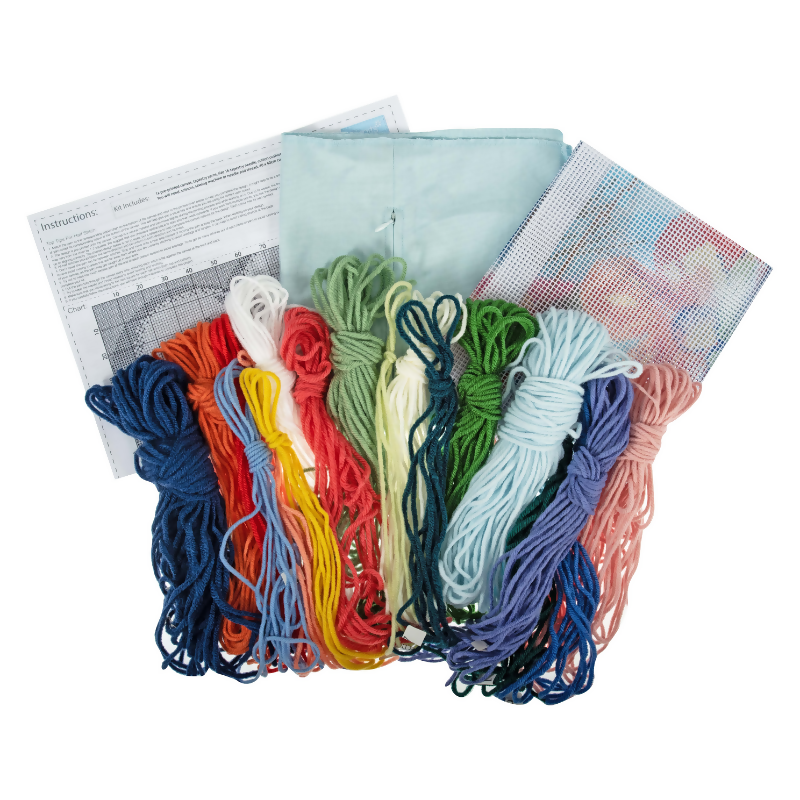 Trimits Butterfly Half Stitch Cushion Kit Contents
