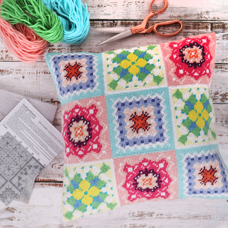 Trimits Crochet Half Stitch Cushion Kit Completed