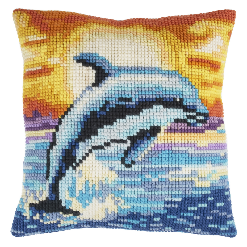Trimits Cushion Dolphin Cross Stitch Kit Completed