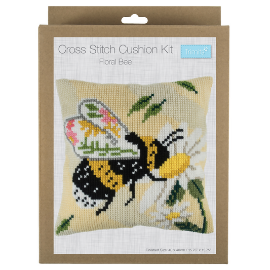 Trimits Cushion Floral Bee Cross Stitch Kit