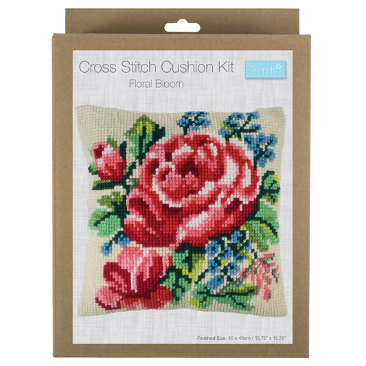 Trimits Cushion Floral Bloom Cross Stitch Kit