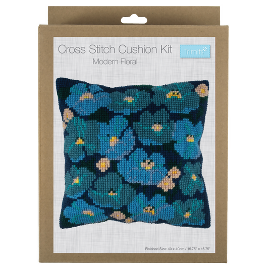Trimits Cushion Modern Floral Cross Stitch Kit