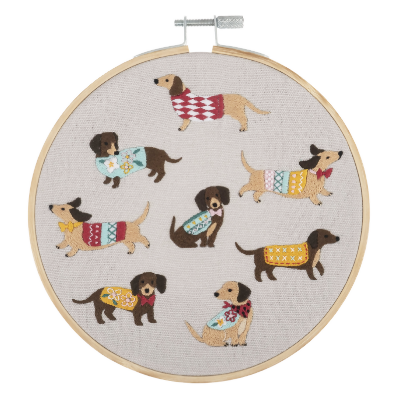 Trimits Dogs Embroidery Hoop Kit Finished Result 