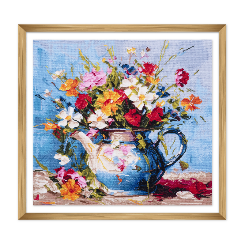 Trimits Extra Large Wild Flowers Cross Stitch Kit Framed