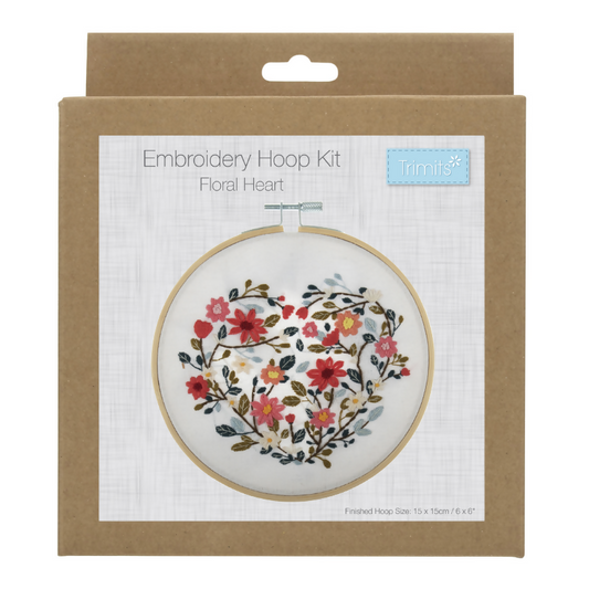 Trimits Floral Heart Embroidery Hoop Kit