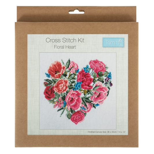 Trimits Floral Heart Large Cross Stitch Kit