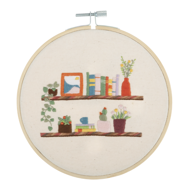 Trimits Floral Shelf Embroidery Hoop Kit Finished Result
