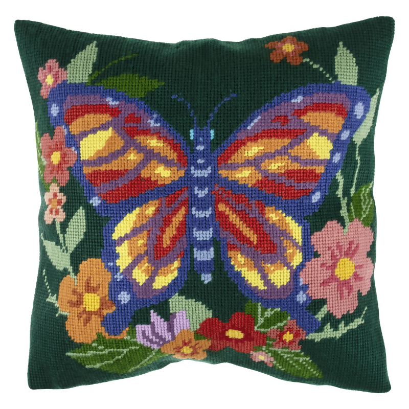 Trimits Flutterby Half Stitch Cushion Kit Completed