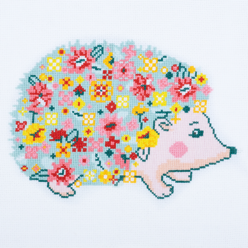 Trimits Hedgehog Large Cross Stitch Kit Completed