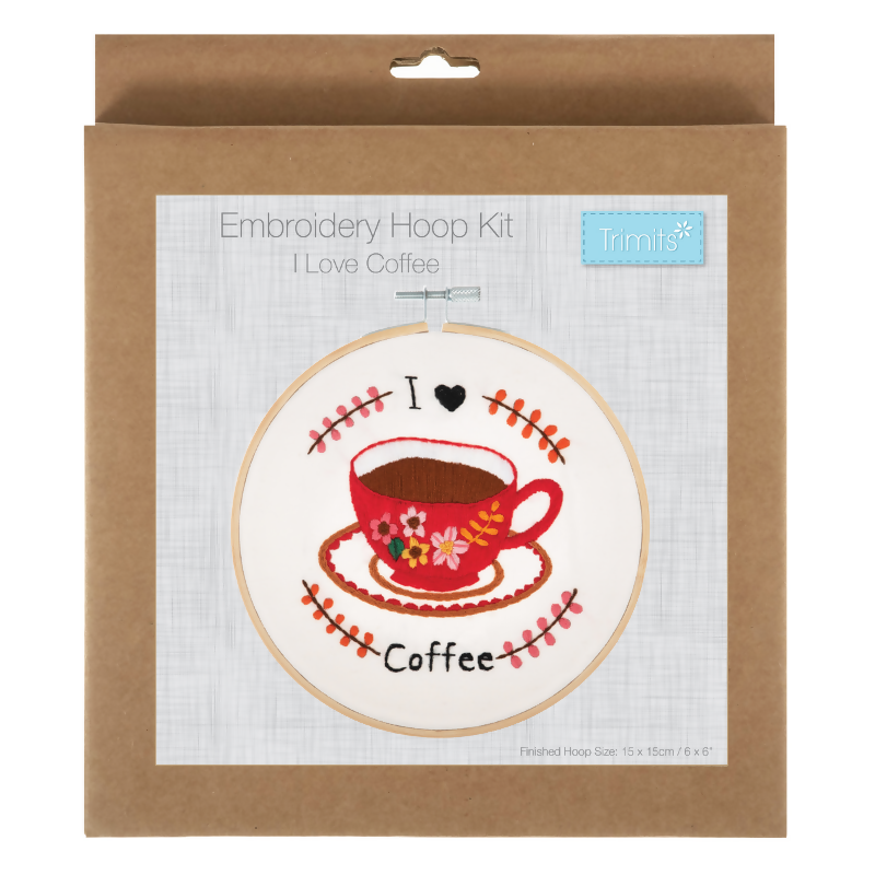 Trimits I Love Coffee Embroidery Hoop Kit