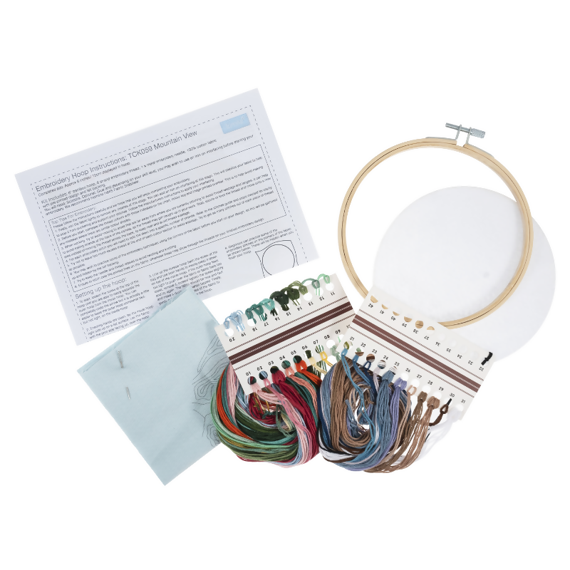 Trimits Mountain View Embroidery Hoop Kit Contents