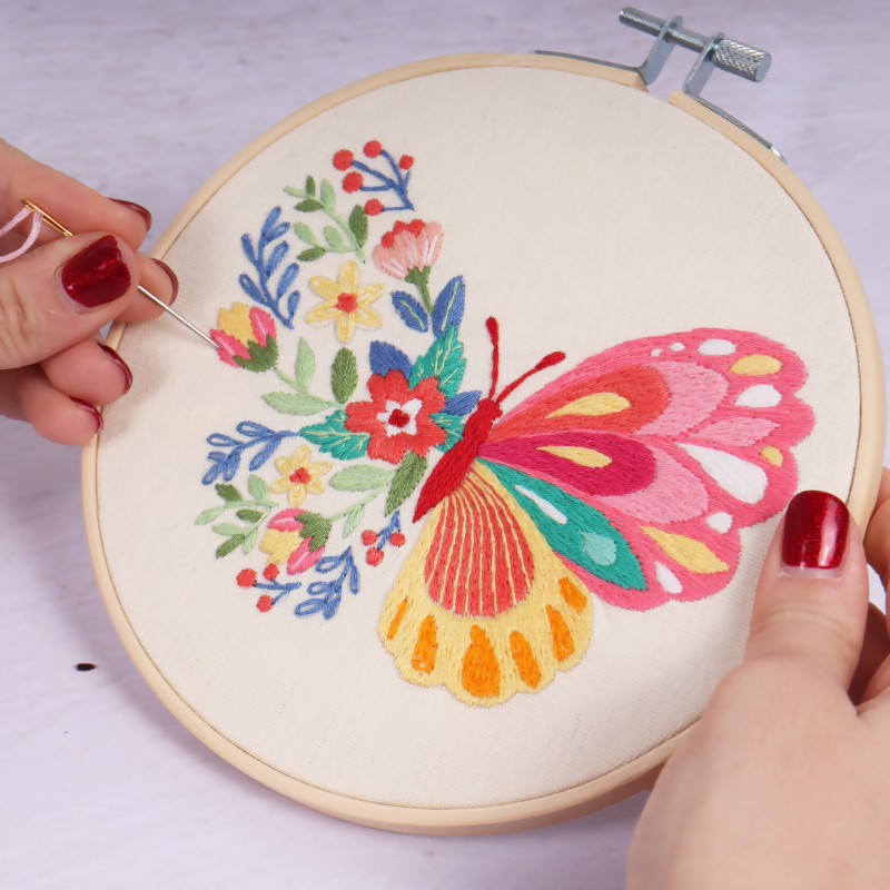 Trimits Ombre Butterfly Embroidery Hoop Kit Completed