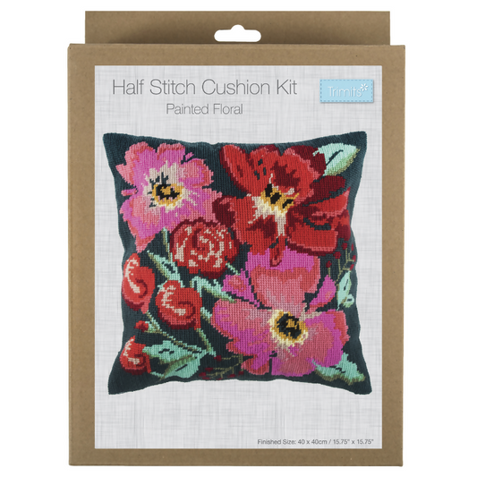 Trimits Painted Florals Half Stitch Cushion Kit