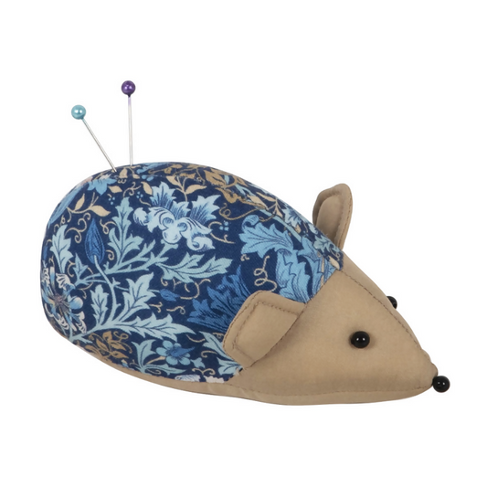 Woodblock Floral Hedgehog Pincushion, showing hedgehog shape and floral print design