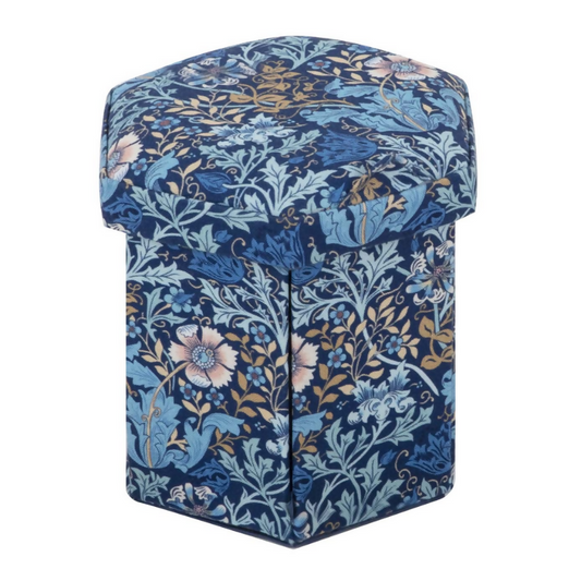 Woodblock Floral Sewing Kit Zip Case, closed, showing woodblock floral print design