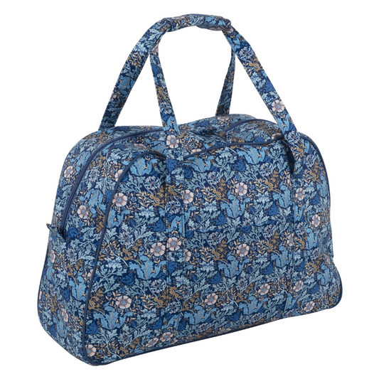 Woodblock Floral Sewing Machine Bag, closed, showing floral print and double handles