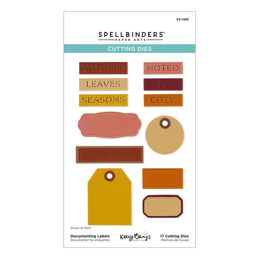 Spellbinders Documenting Labels Etched Dies from the Autumn Archives Collection by Kelly Bangs