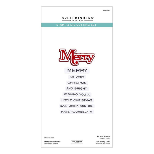 Spellbinders Merry Sentiments Clear Stamp & Die Set from the All About Christmas Collection by Lisa Horton